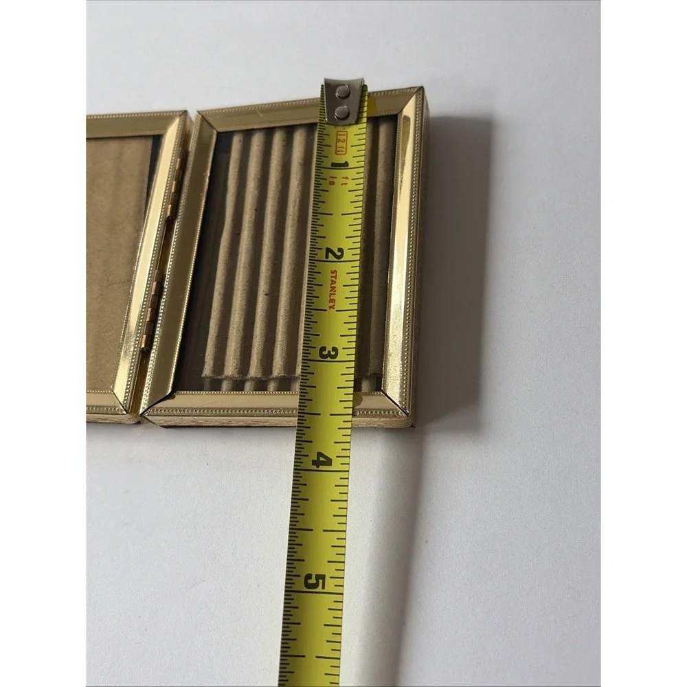 Vintage  Ornate Brass Gold Tone Metal Bi Fold 3.5x 5